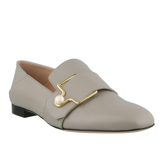 BALLY Maelle pearl embellishment loafers in grey